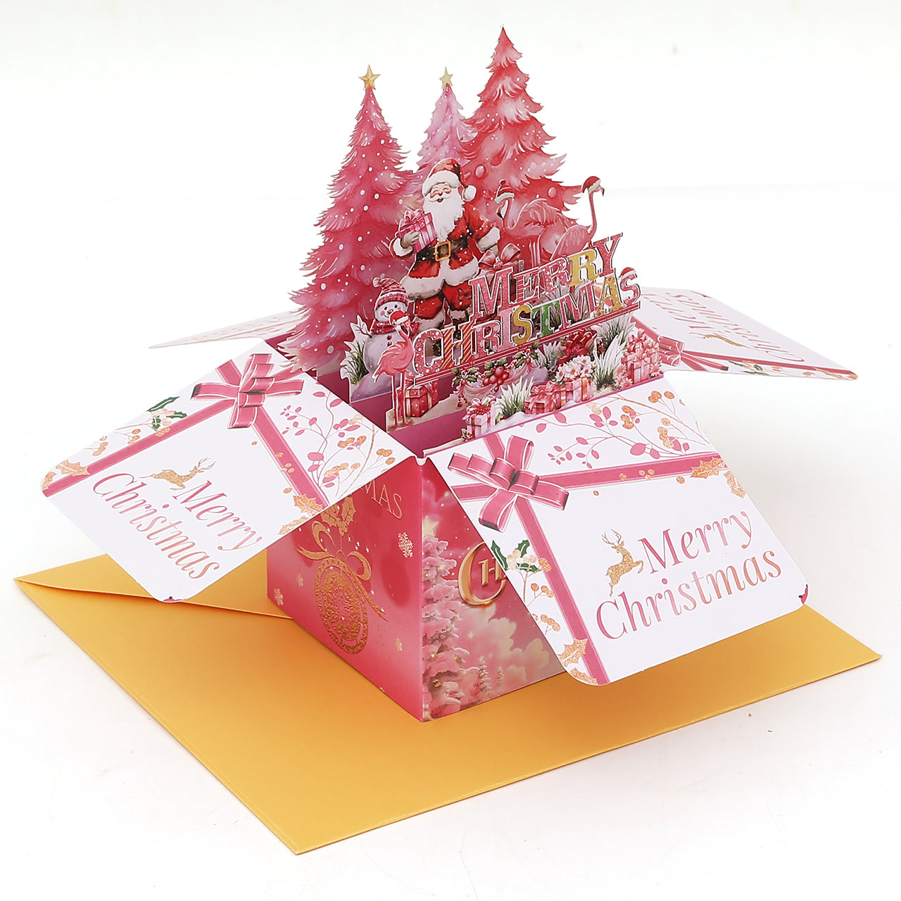 Pink Christmas Tree Pop Up Card