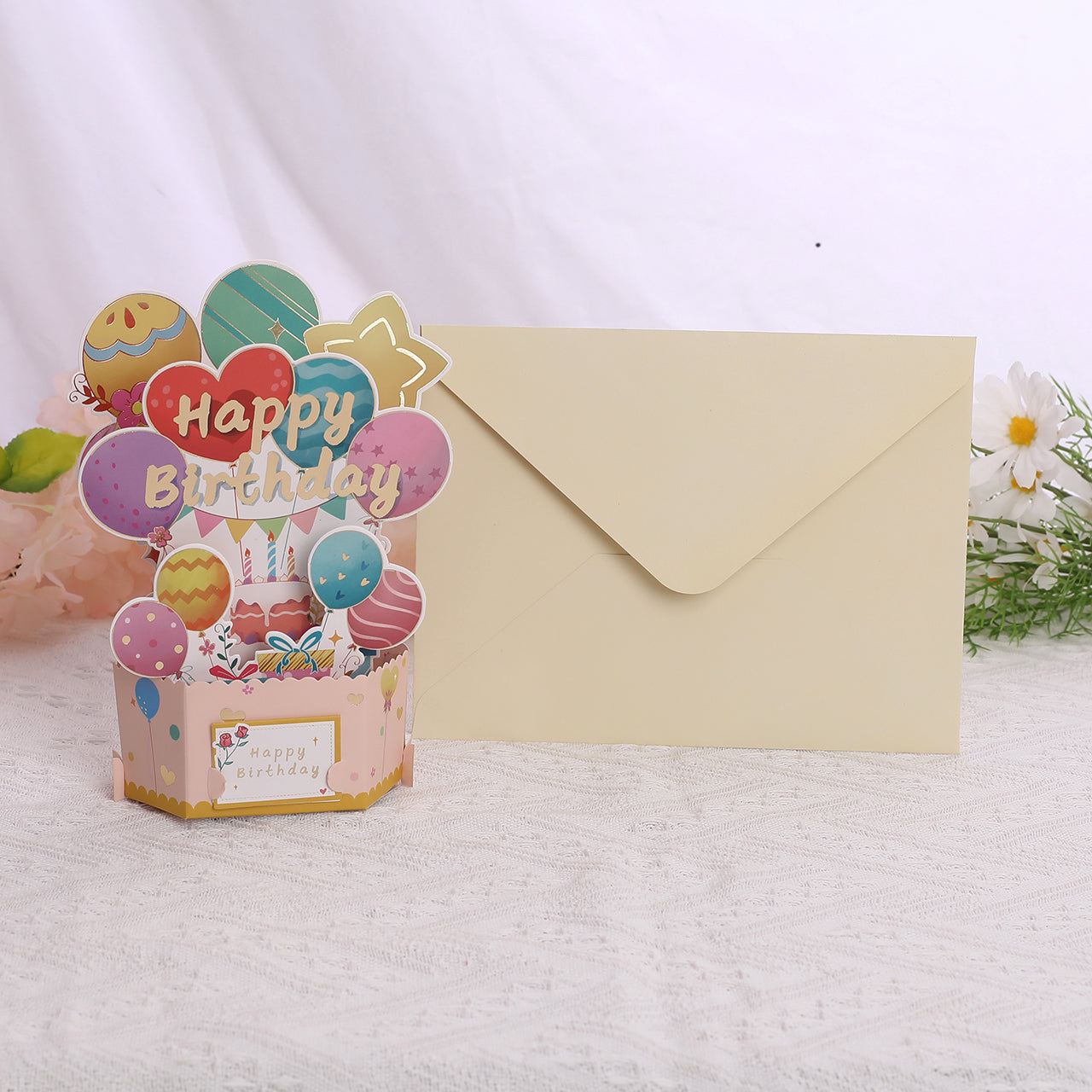 Birthday Colorful Balloon Pop Up Card