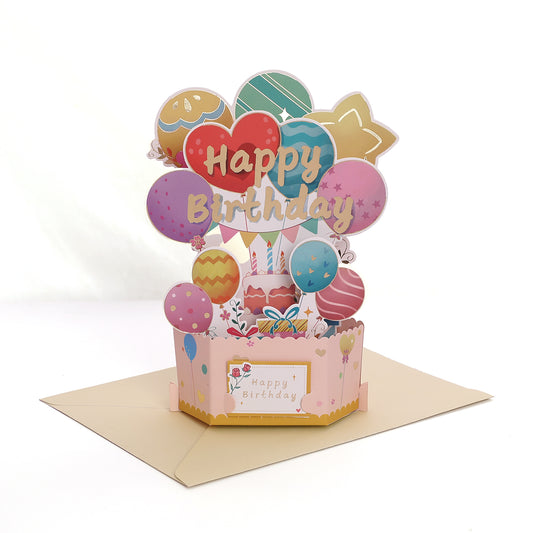 Birthday Colorful Balloon Pop Up Card