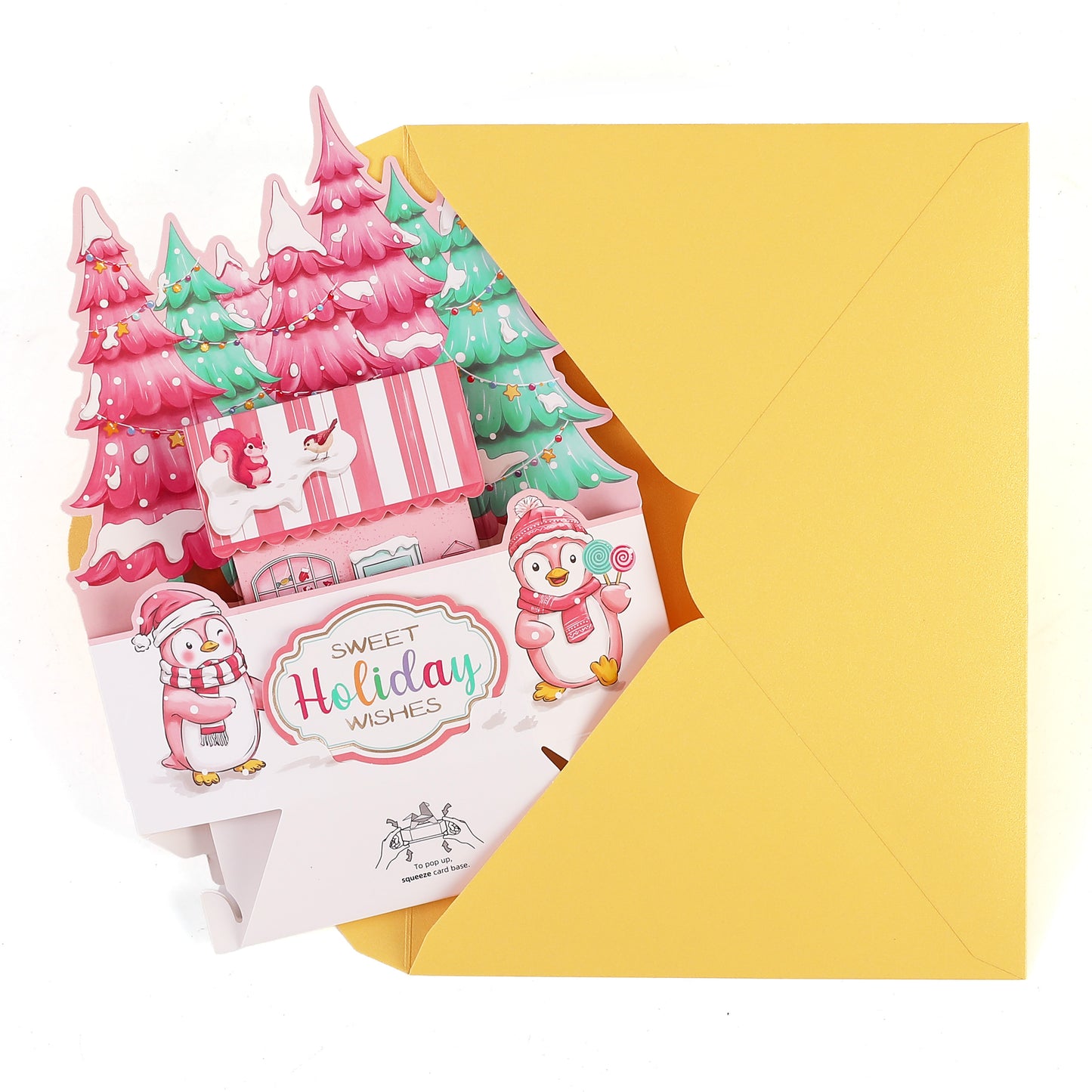 Christmas Penguin & Winter Cabin Pop Up Card