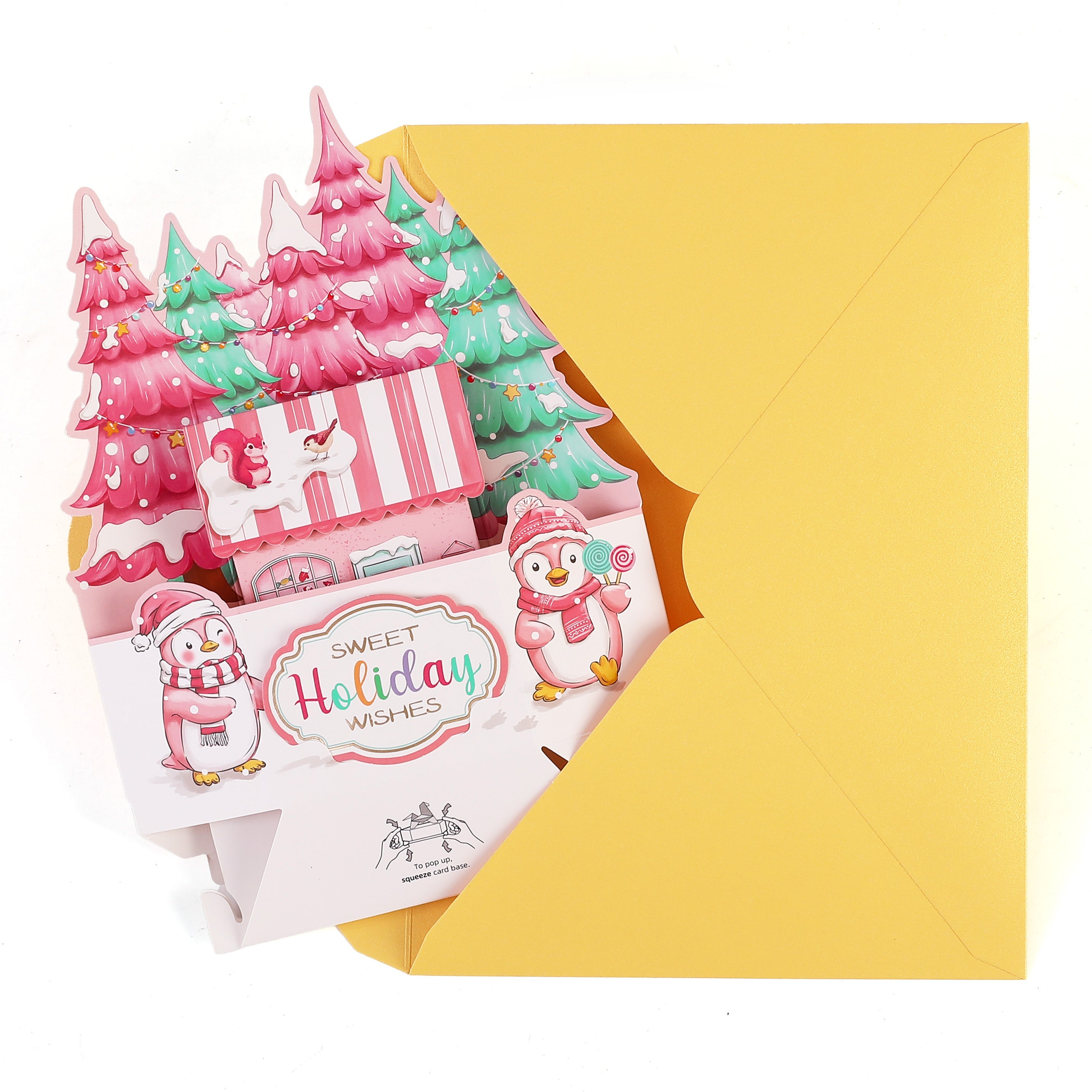 Christmas Penguin & Winter Cabin Pop Up Card