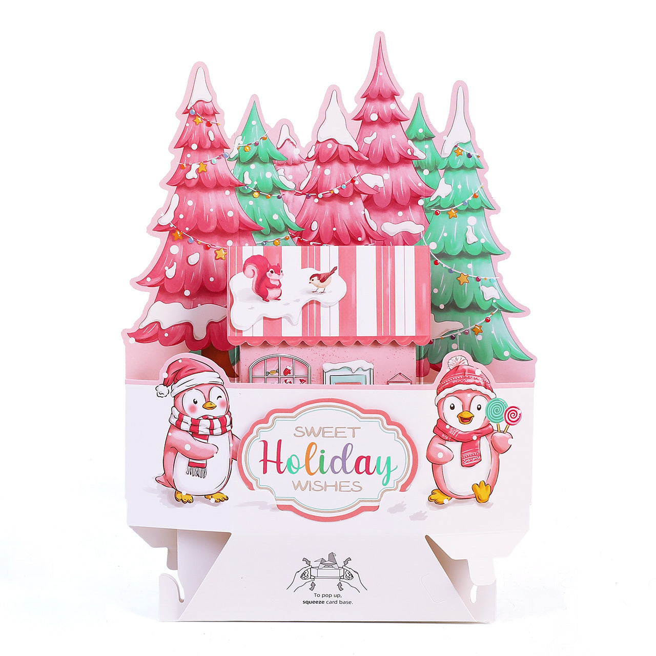 Christmas Penguin & Winter Cabin Pop Up Card