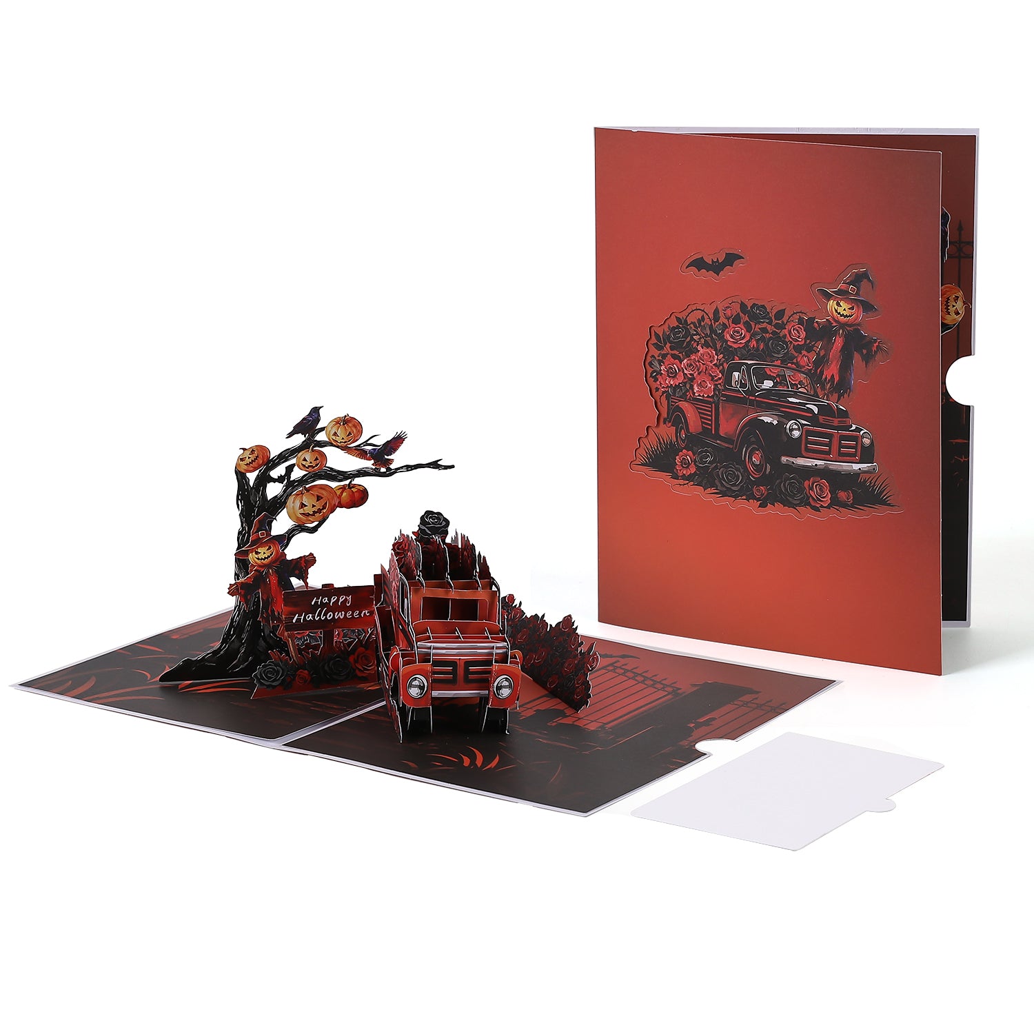 Halloween Haunted Pumpkin Truck Pop Up Card