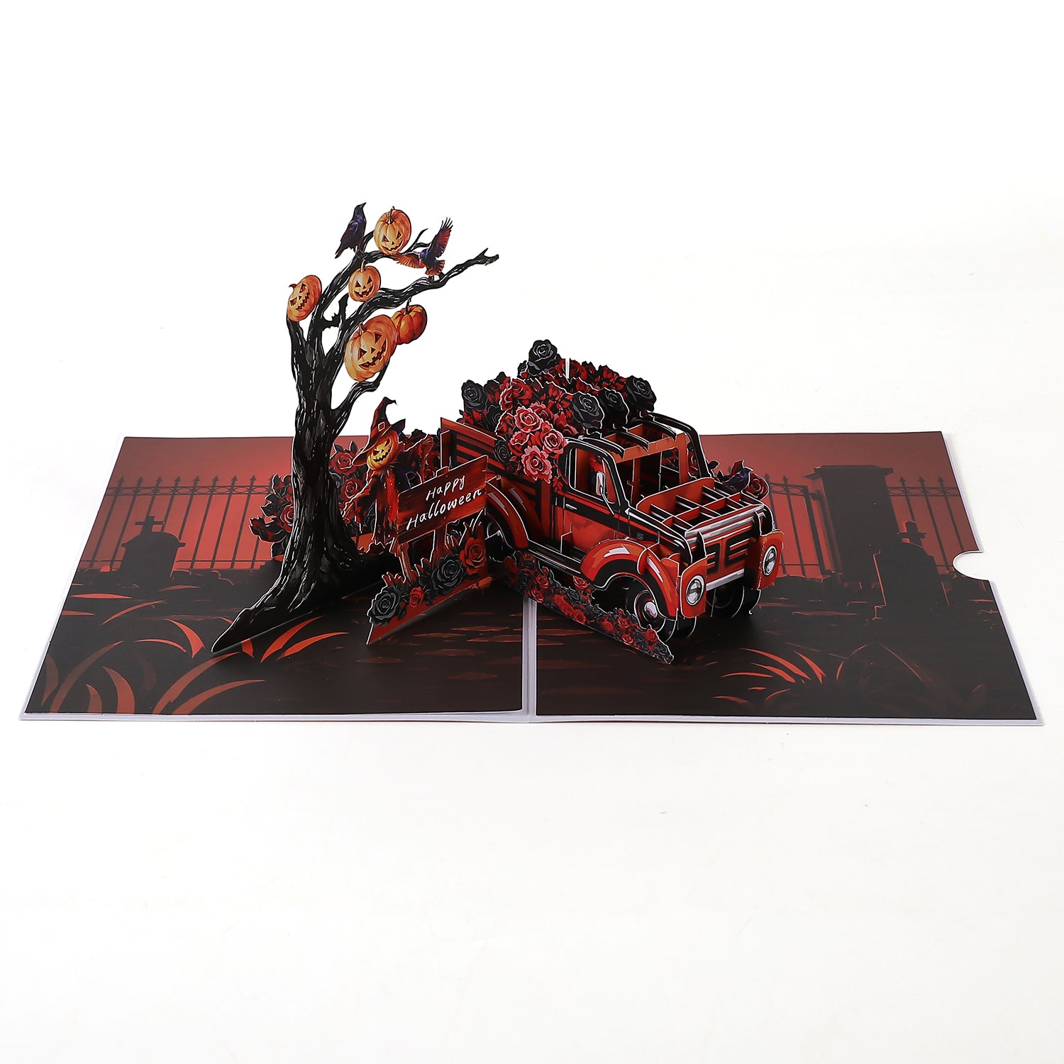Halloween Haunted Pumpkin Truck Pop Up Card