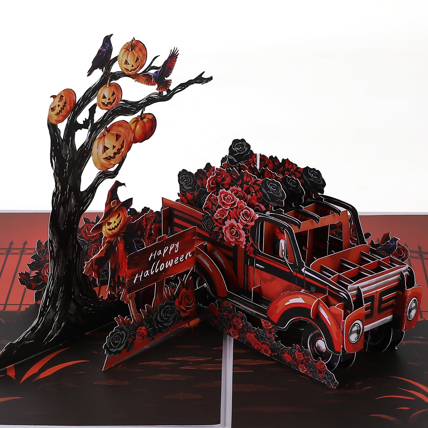 Halloween Haunted Pumpkin Truck Pop Up Card