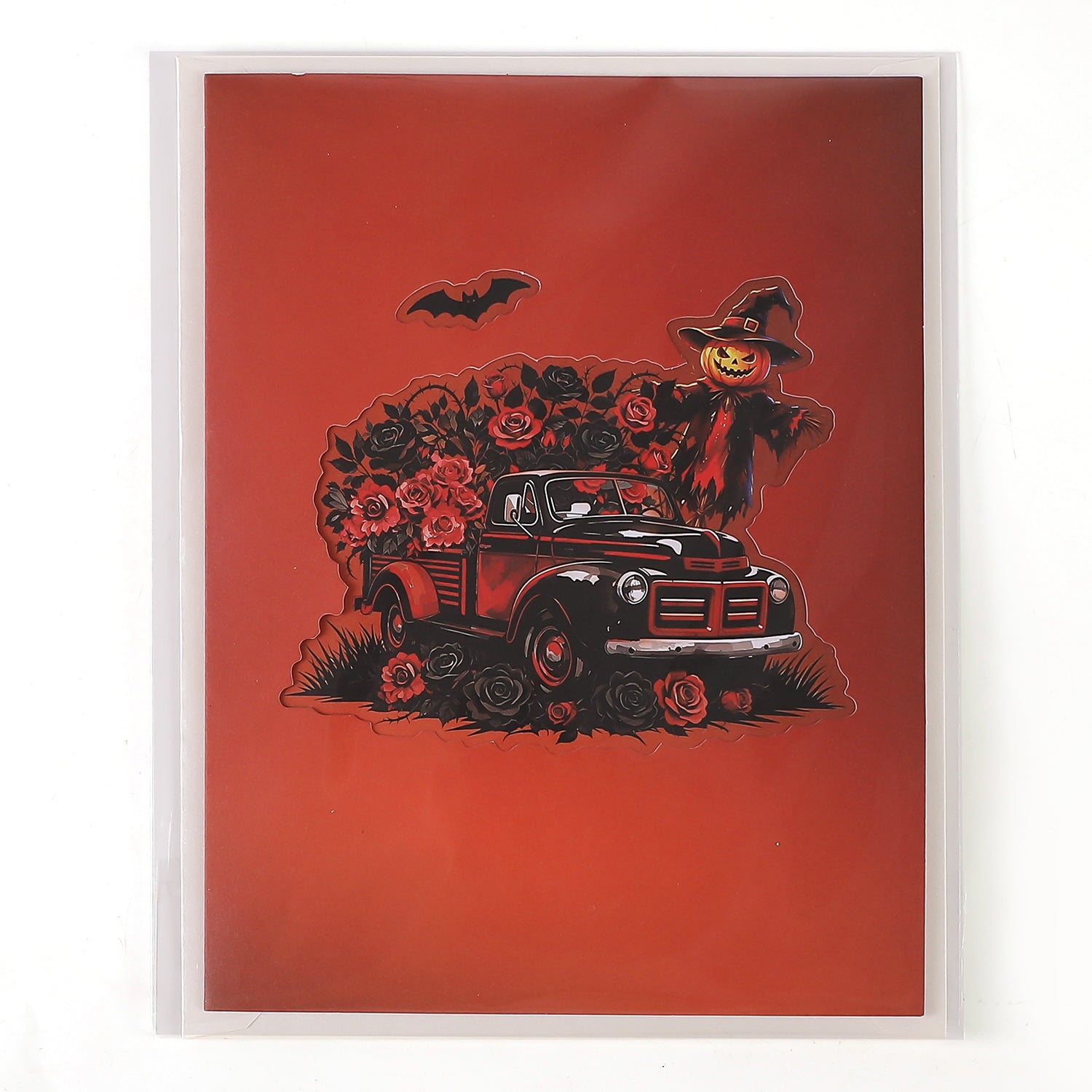 Halloween Haunted Pumpkin Truck Pop Up Card
