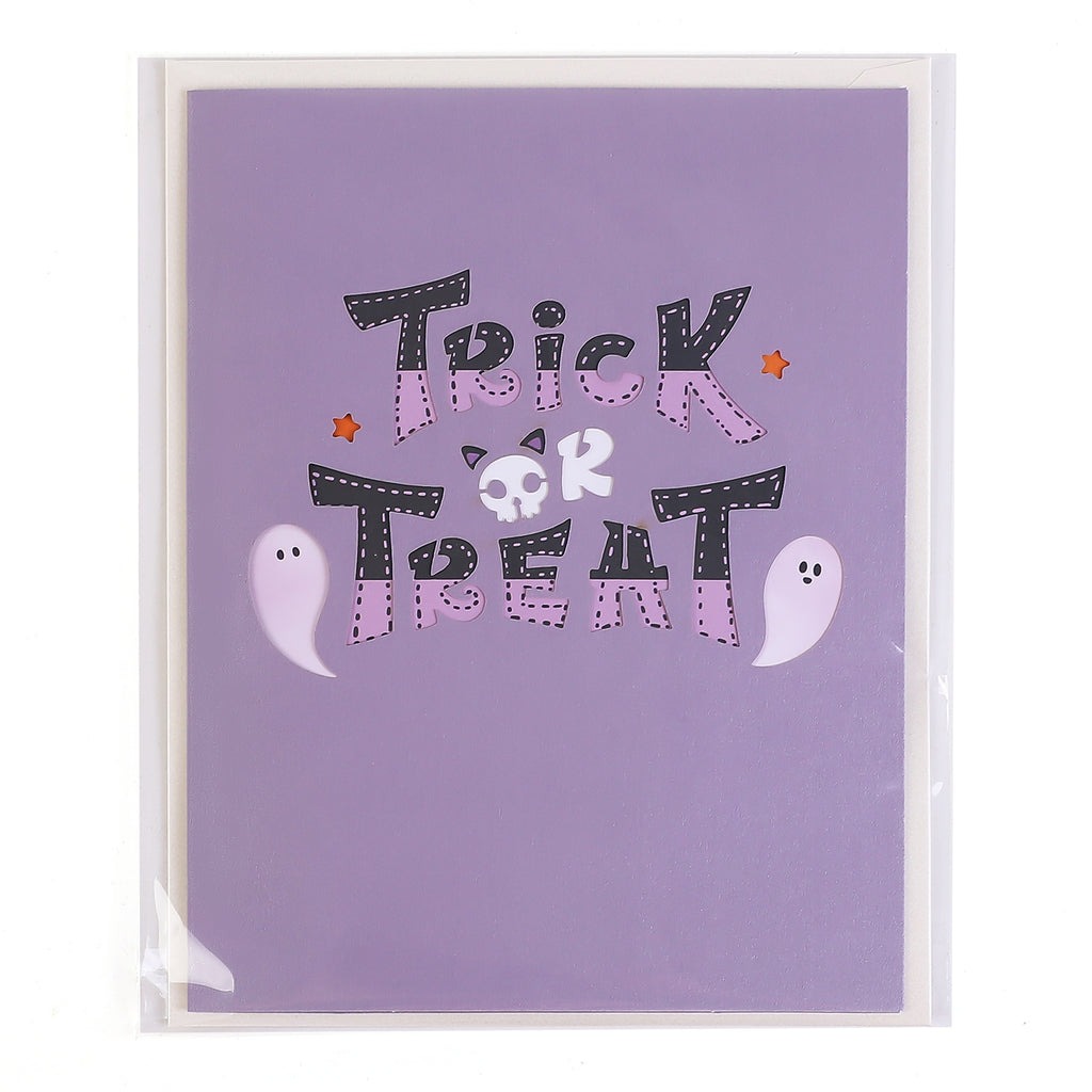 Halloween rick or Treat Black Cat Pop Up Card