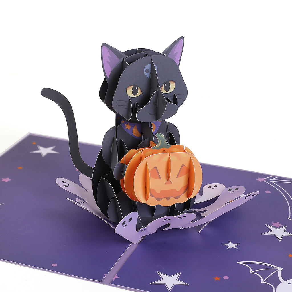 Halloween rick or Treat Black Cat Pop Up Card