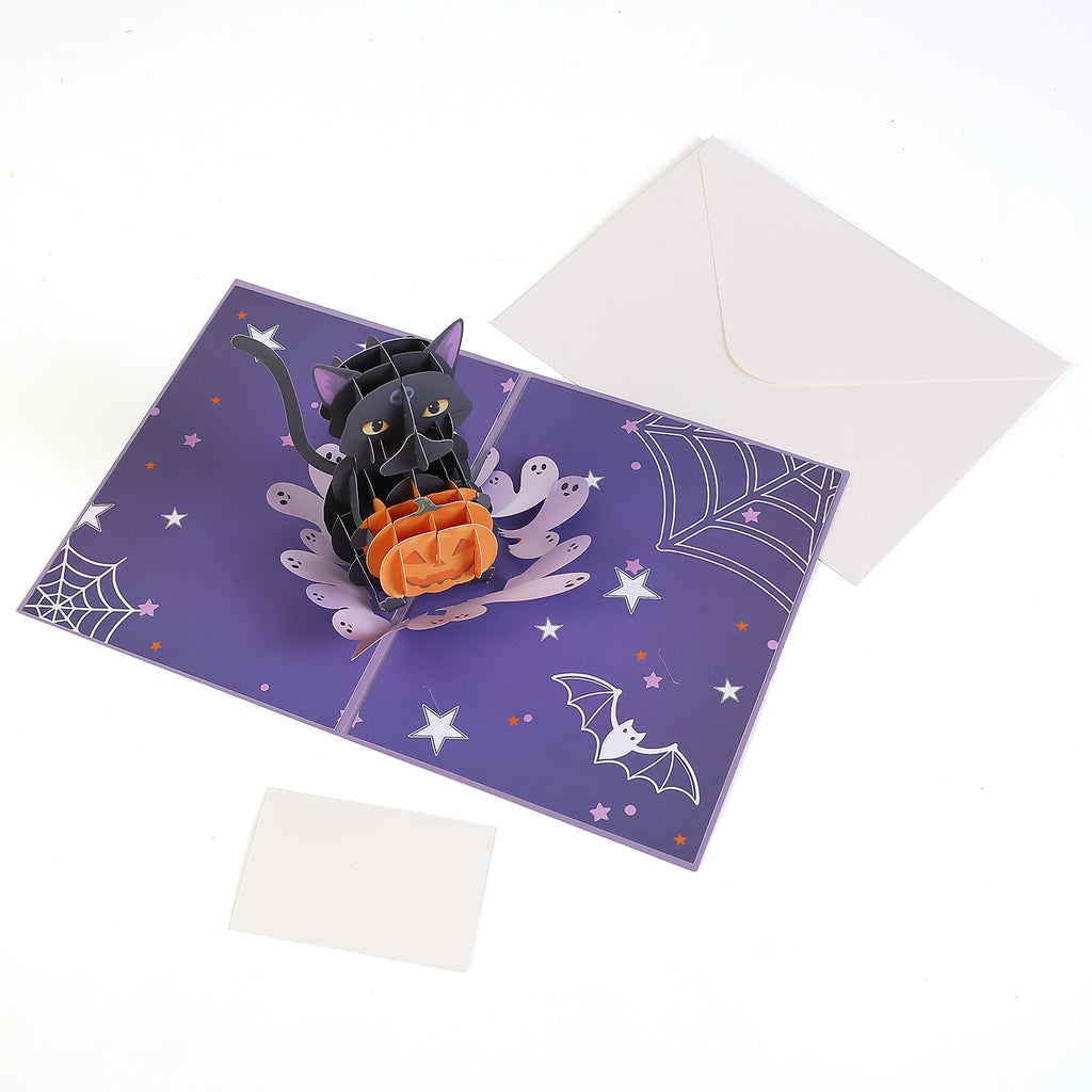 Halloween rick or Treat Black Cat Pop Up Card