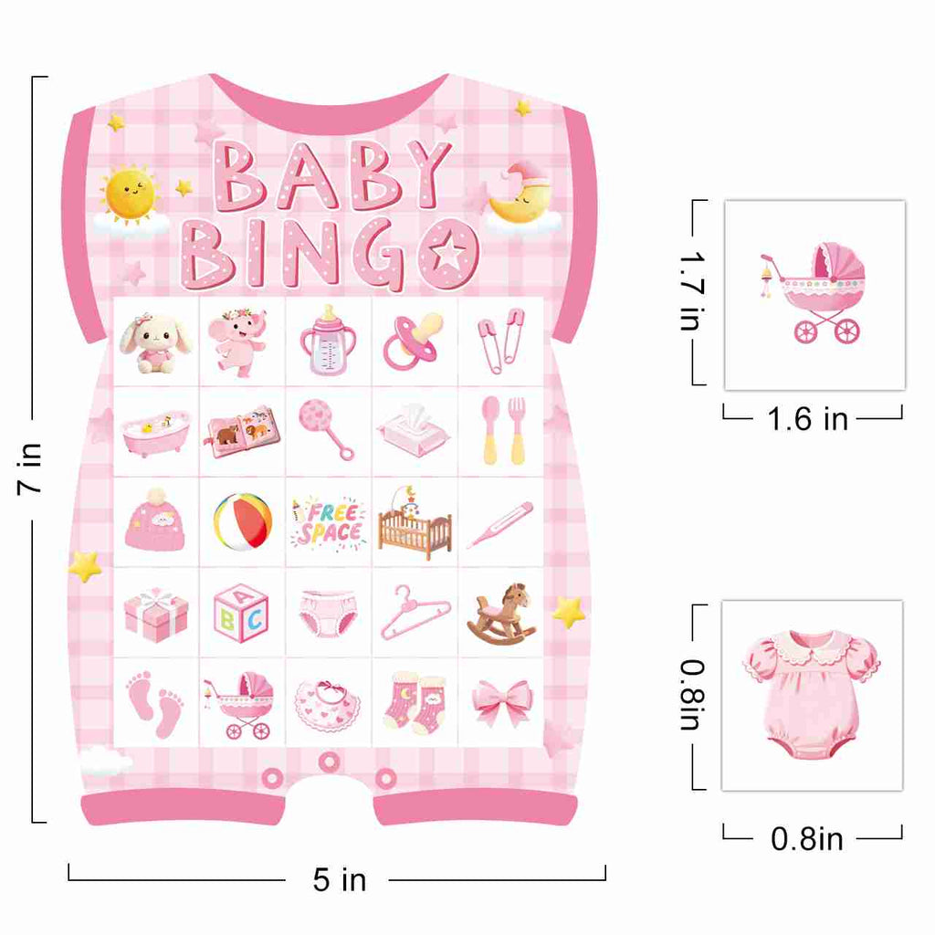 Baby Girl Shower Bingo Game Cards Set