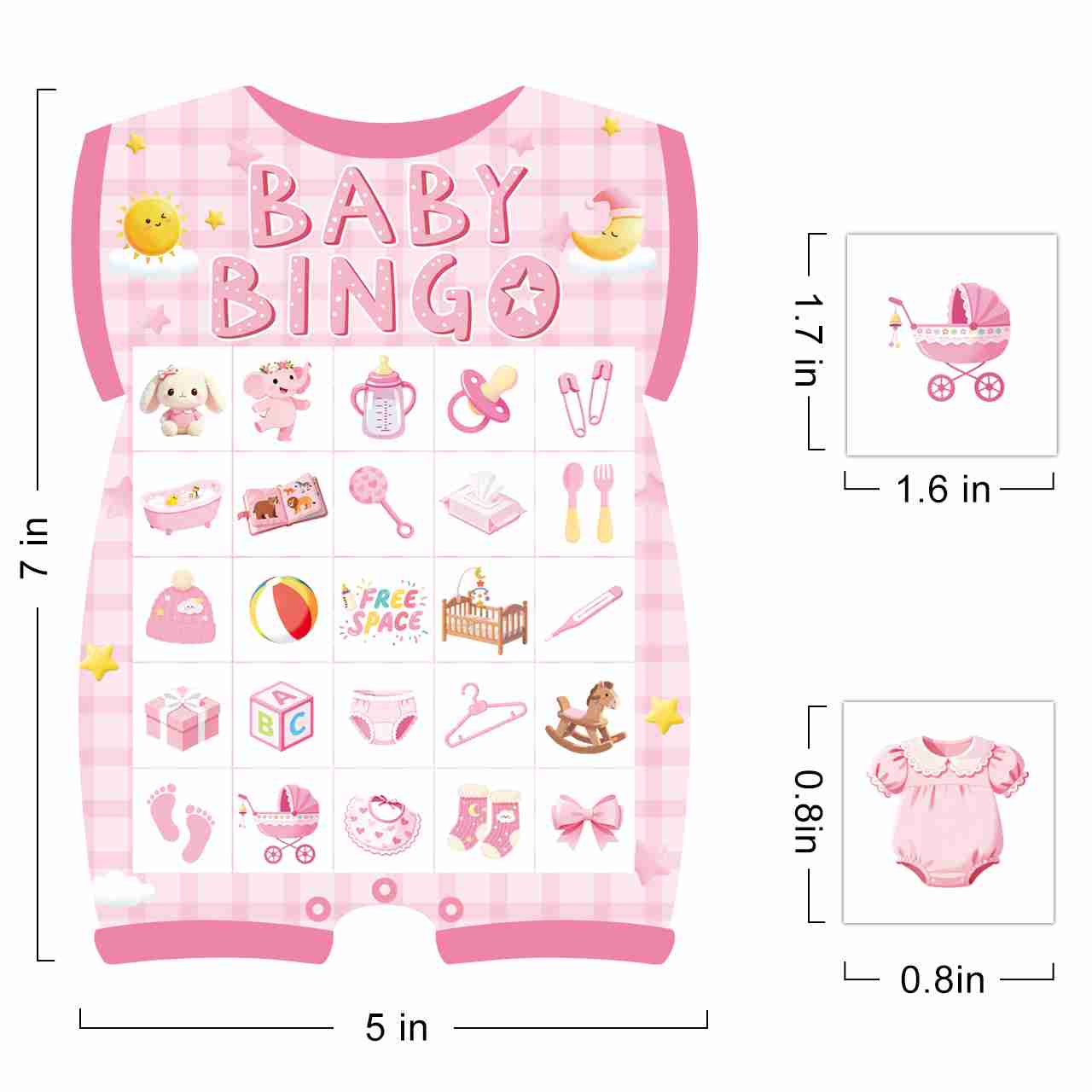 Baby Girl Shower Bingo Game Cards Set