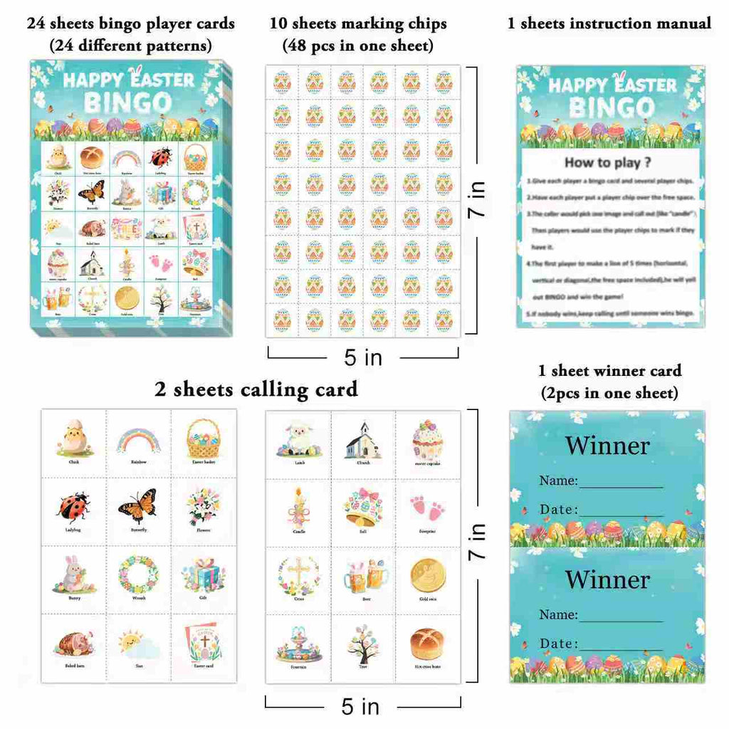 Happy Easter Bingo Game Cards Set